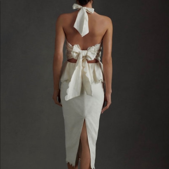 V Chapman Daisy Twist Halter midi dress in ivory, size 4. - Picture 3 of 4